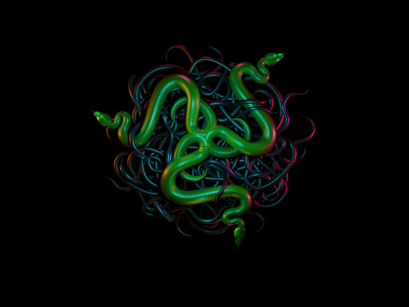 Зеленая змея  логотип razer на черном фоне