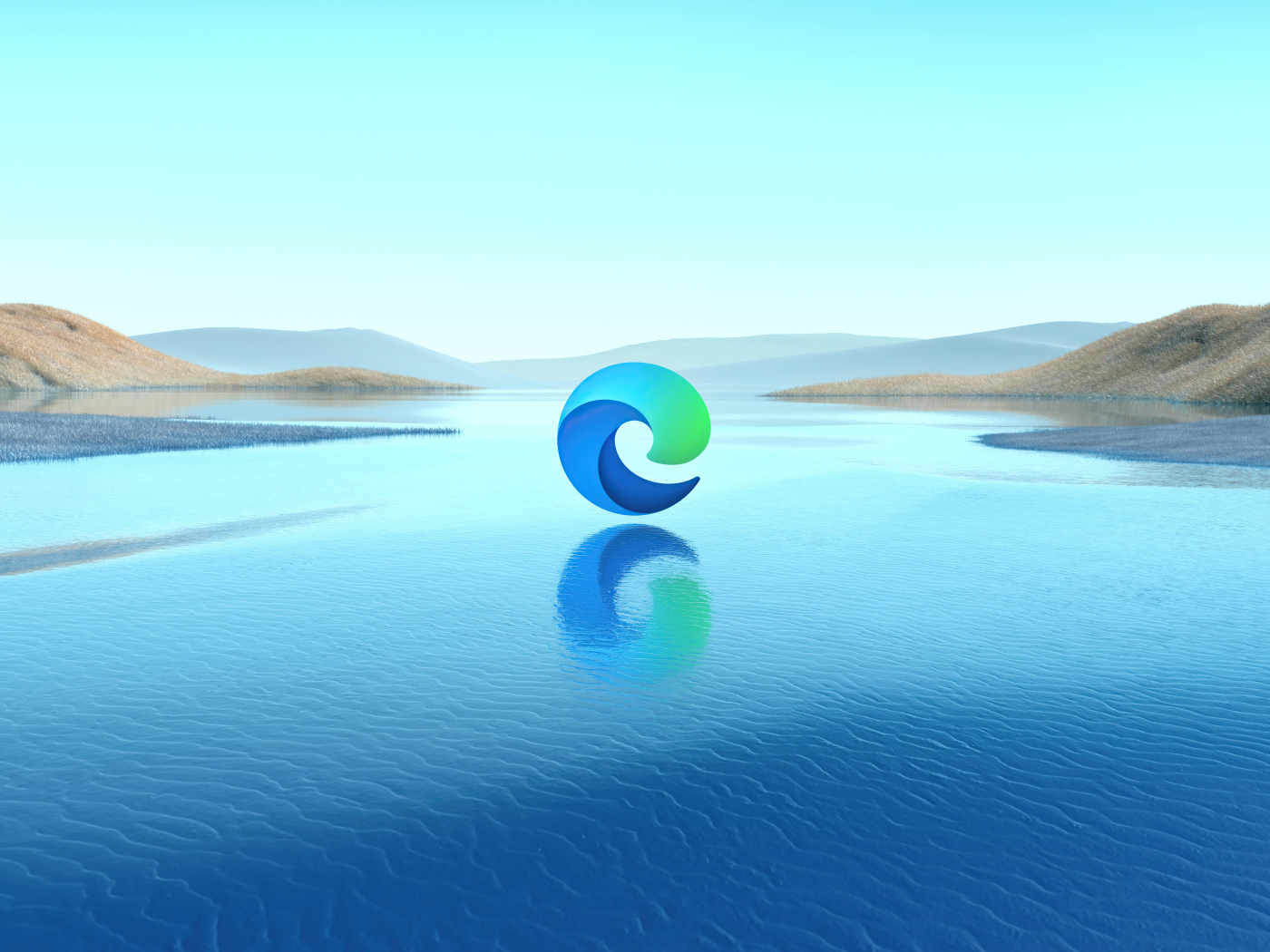 Логотип microsoft edge над водой 