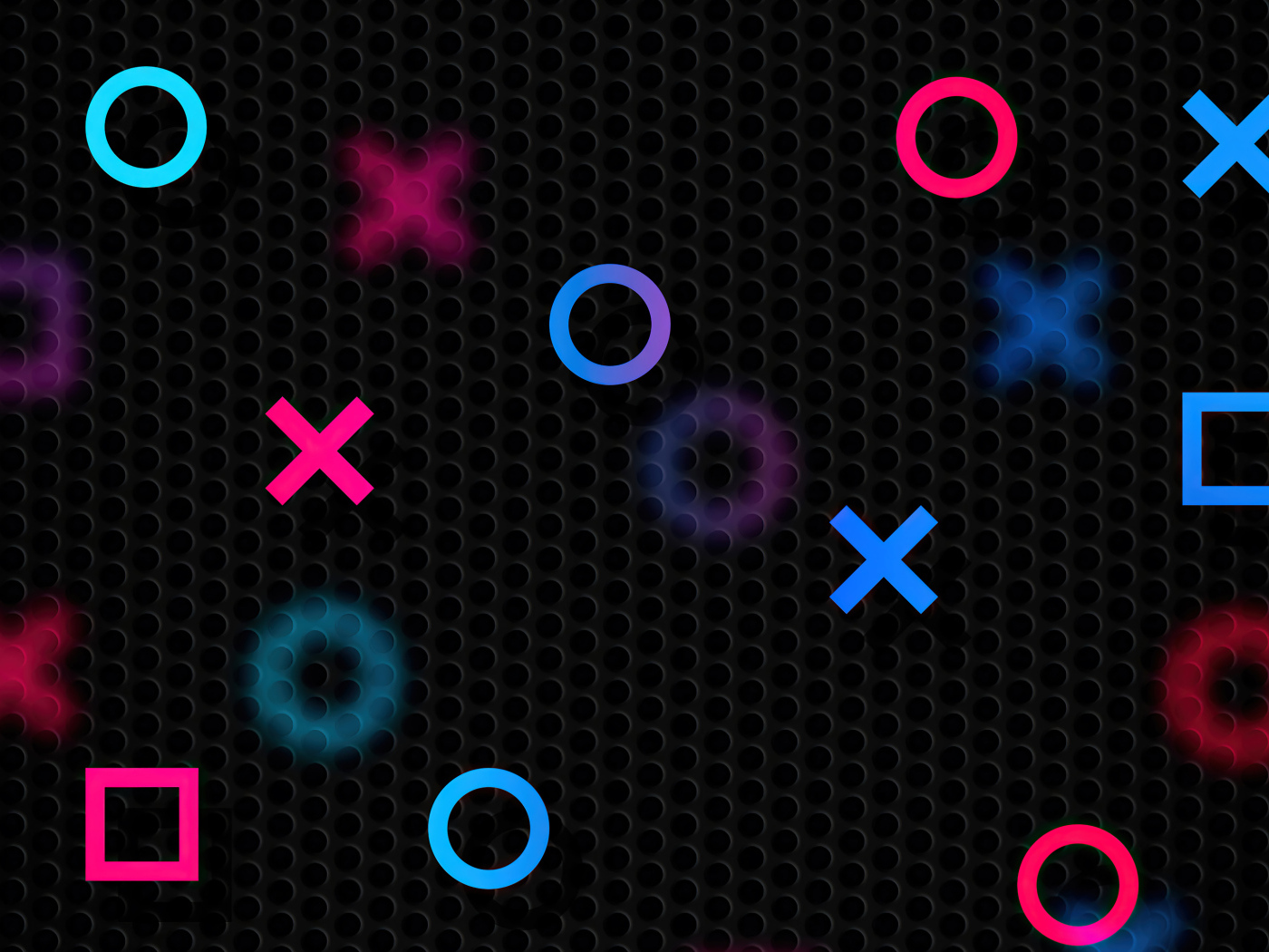 Разноцветные значки playstation на черном фоне