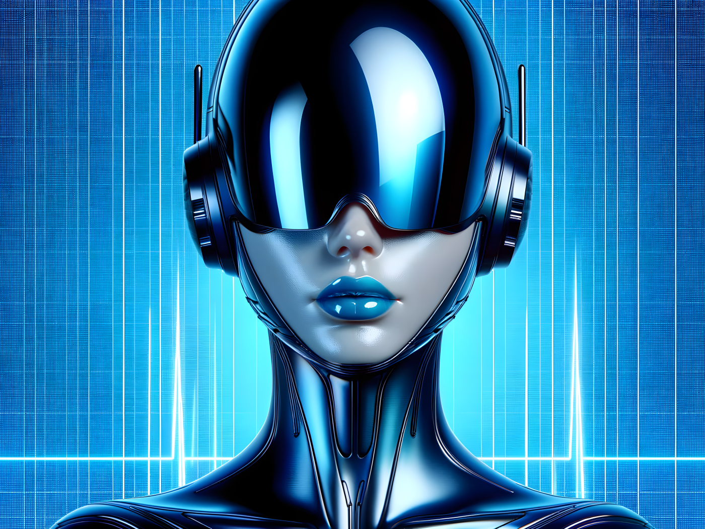 Женщина-робот на голубом фоне 