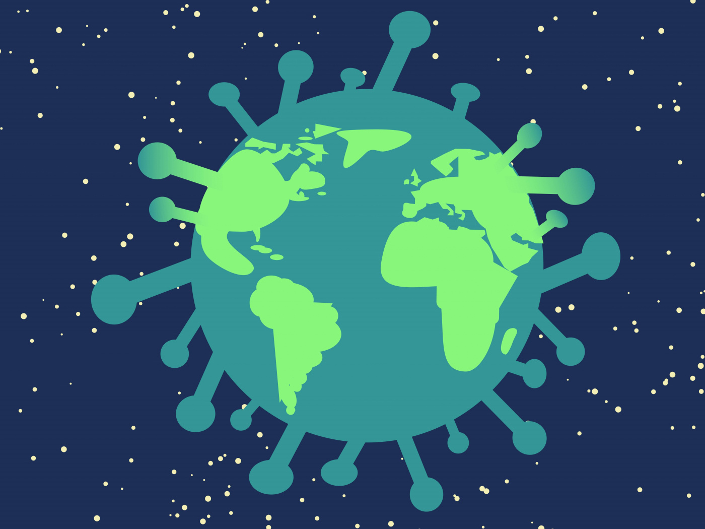 Бактерия коронавируса на синем фоне