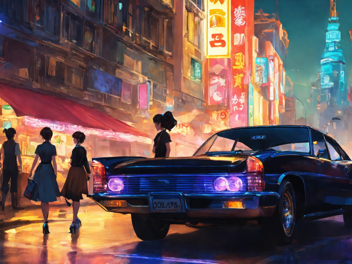 Черный автомобиль на улице в Китае