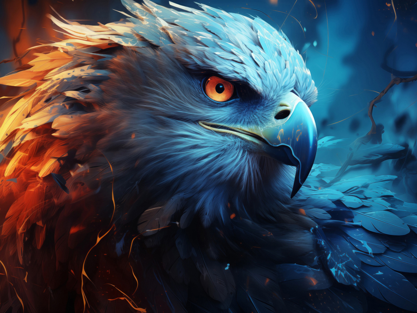 Нарисованный орел с острым клювом