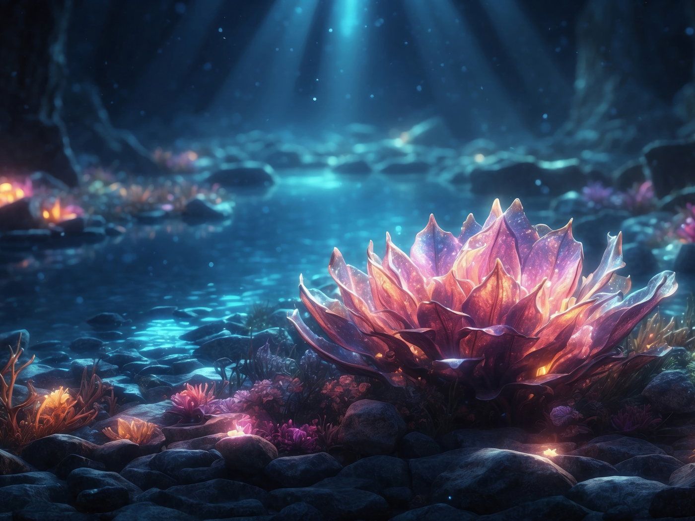 Фантастический цветок лотоса в пруду