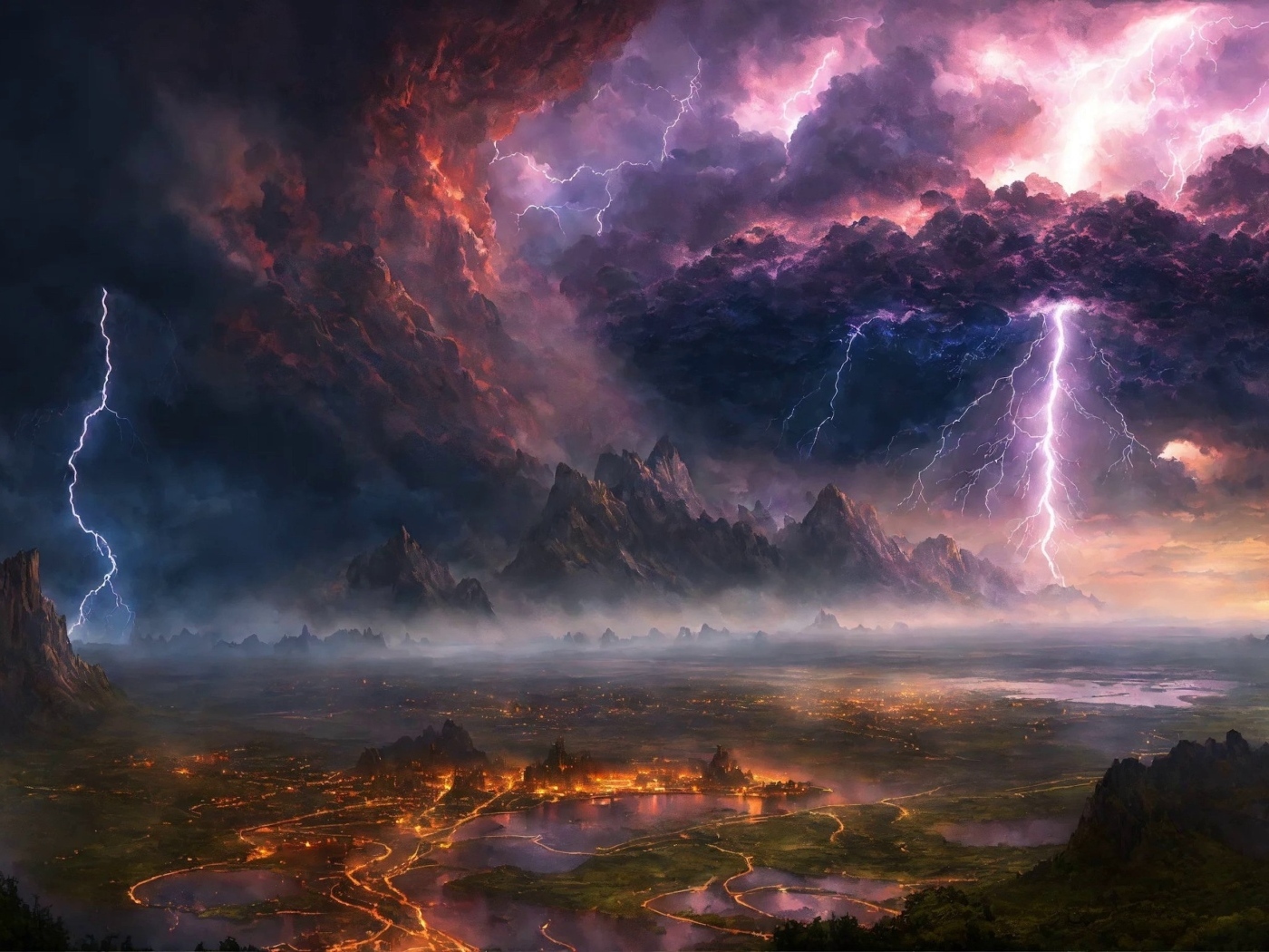 Фантастическое грозовое небо над городом