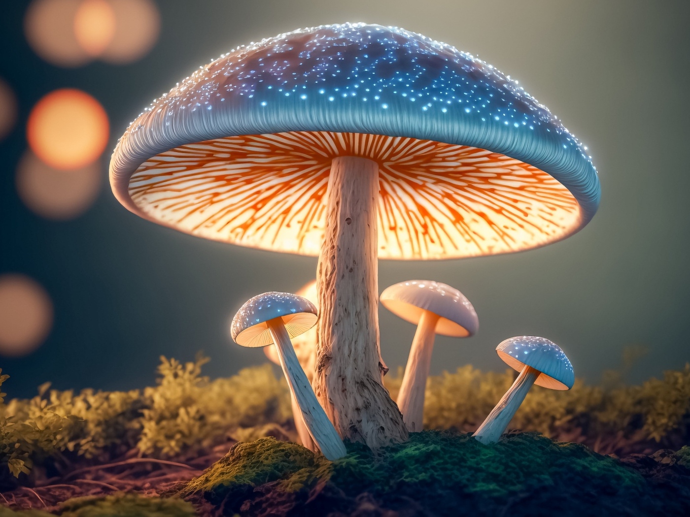 Волшебные светящиеся грибы в лесу