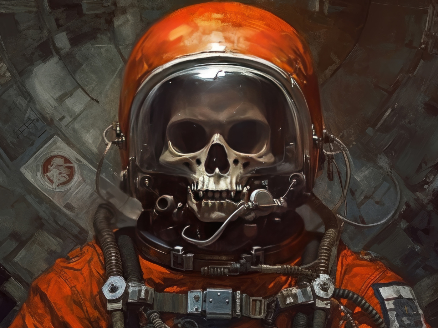 Скелет астронавта в костюме 
