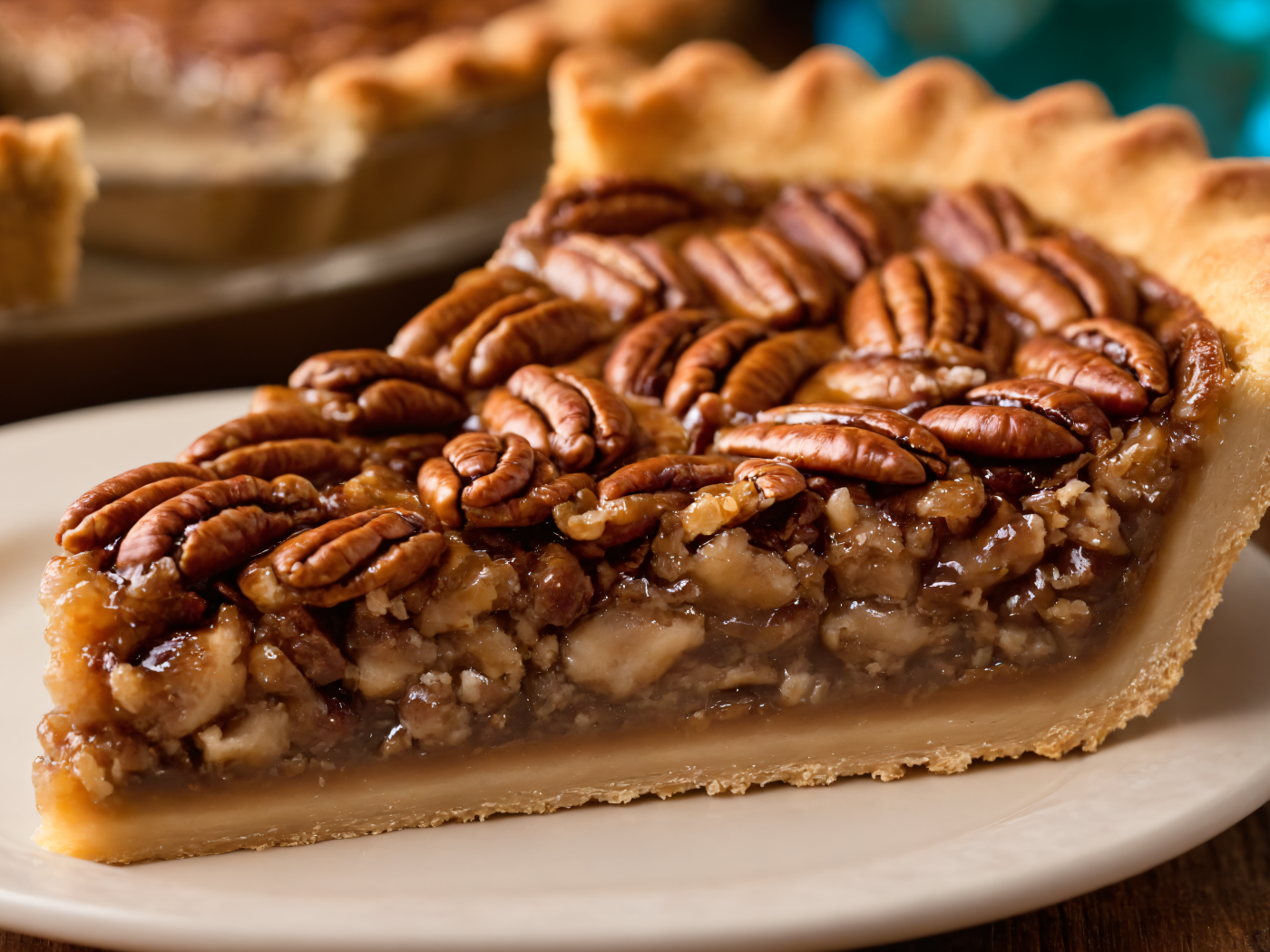 Кусок пирога с орехами пекан