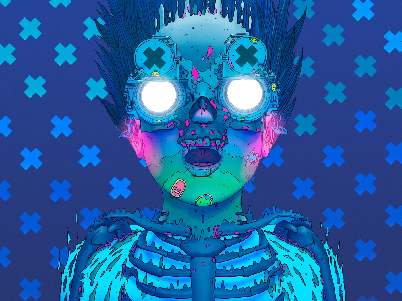 Человек с очками на синем фоне