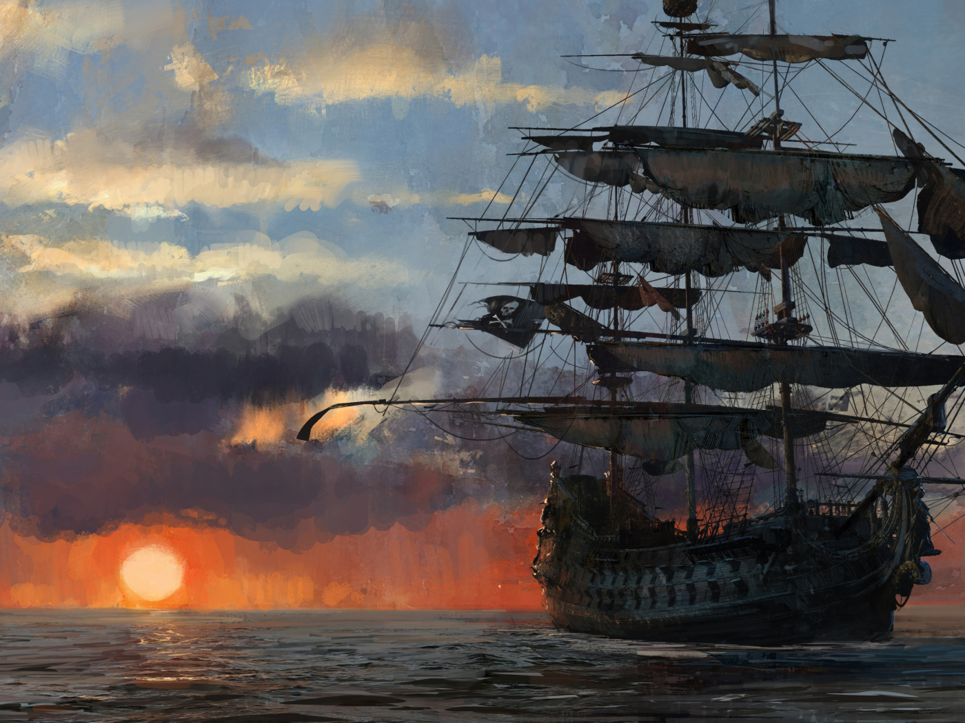 Большой пиратский корабль в игре Skull and Bones, 2024