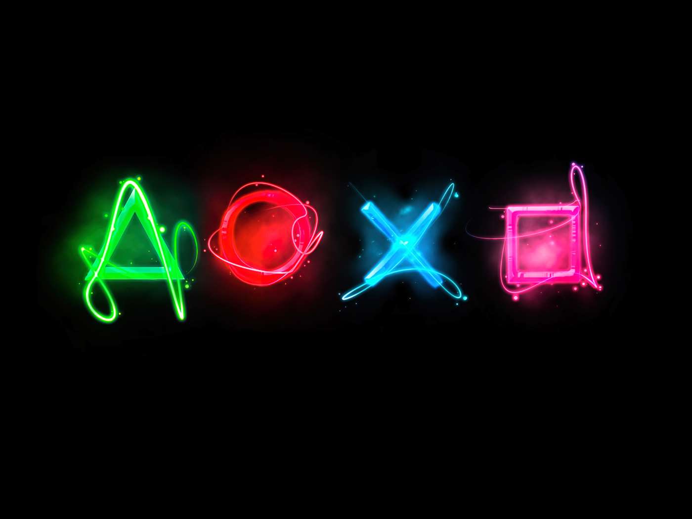 Символы игровой приставки playstation на черном фоне