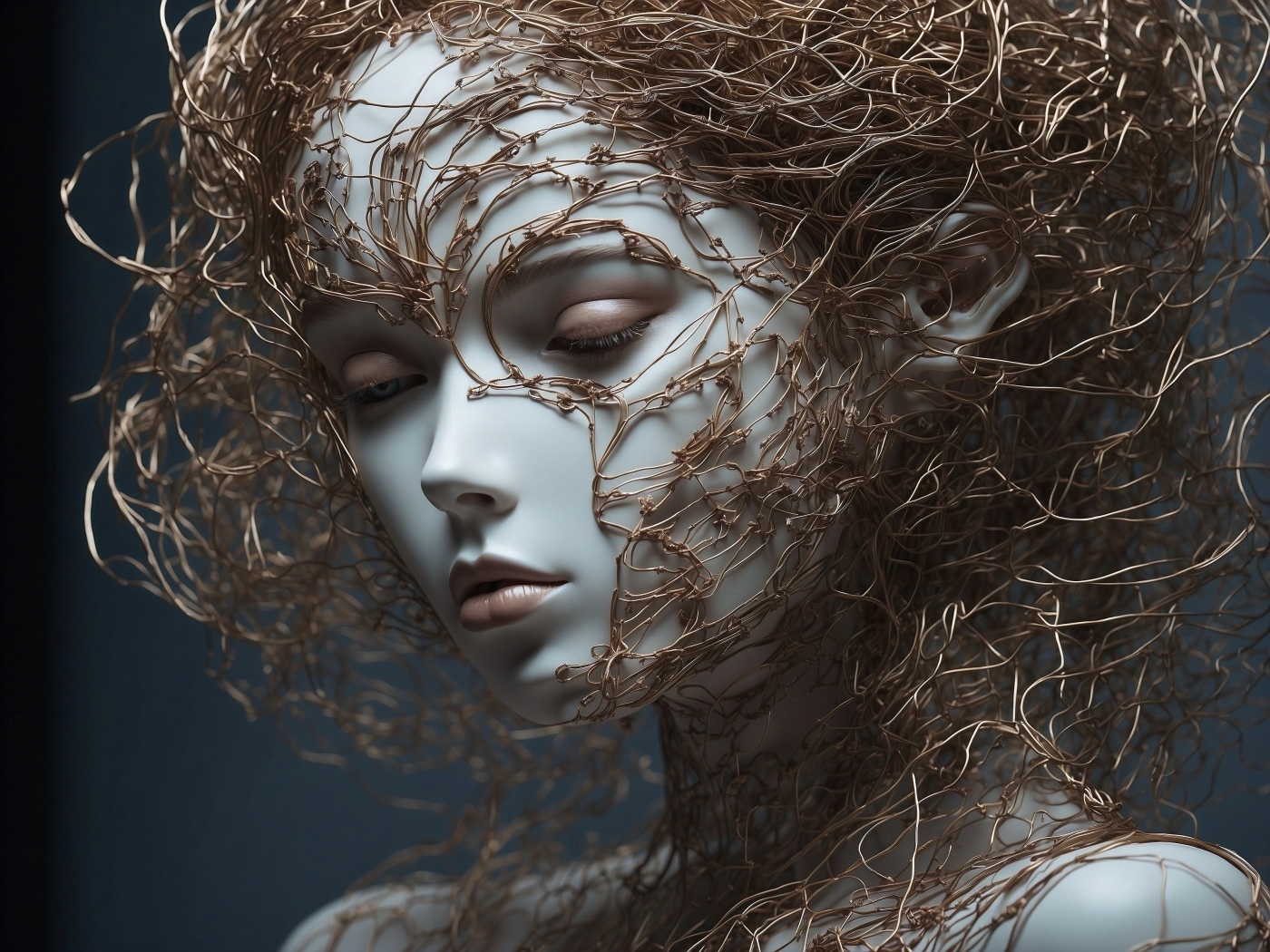 Девушка 3д покрыта сетями