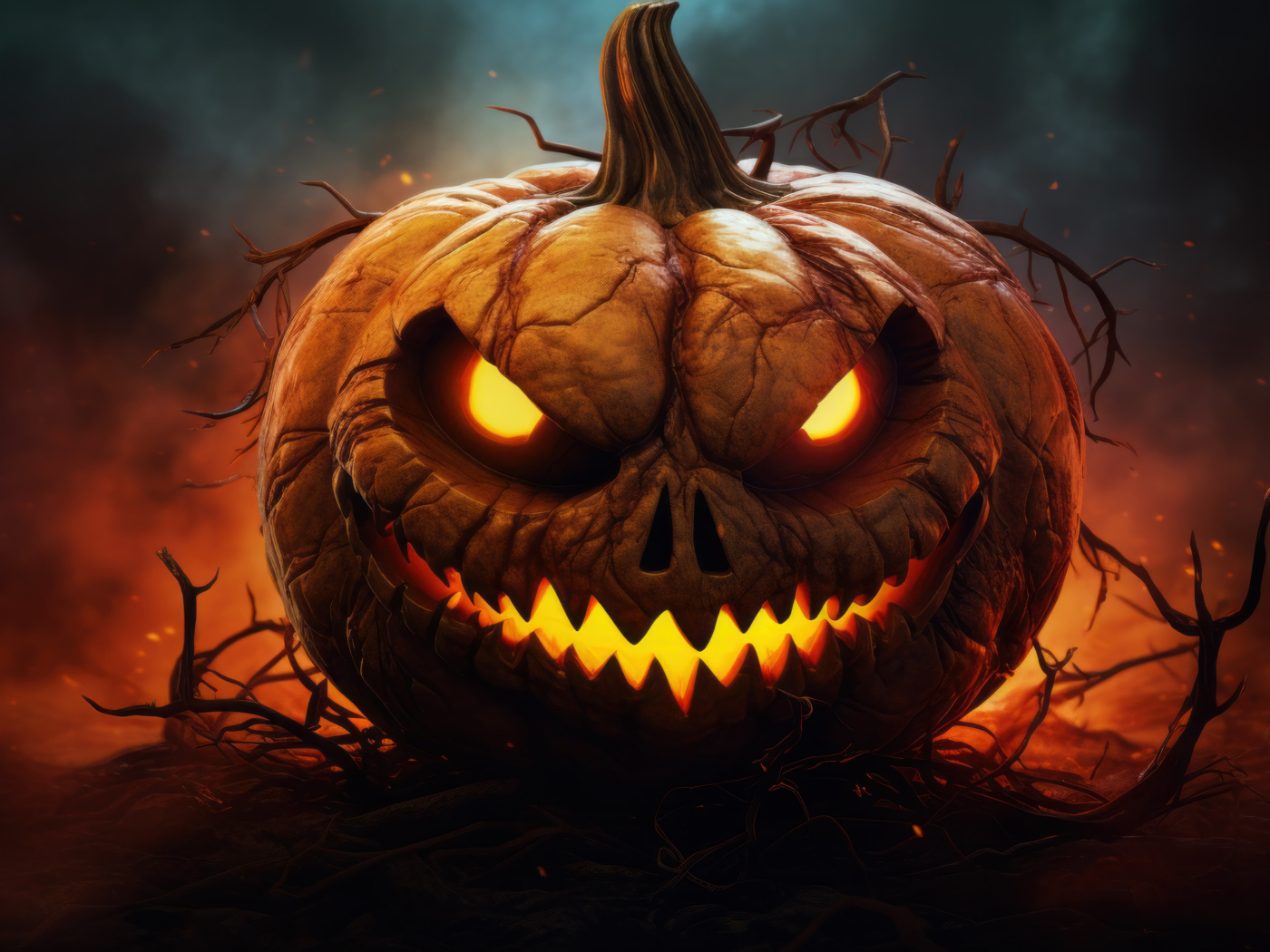 Яростная тыква демон на Хэллоуин