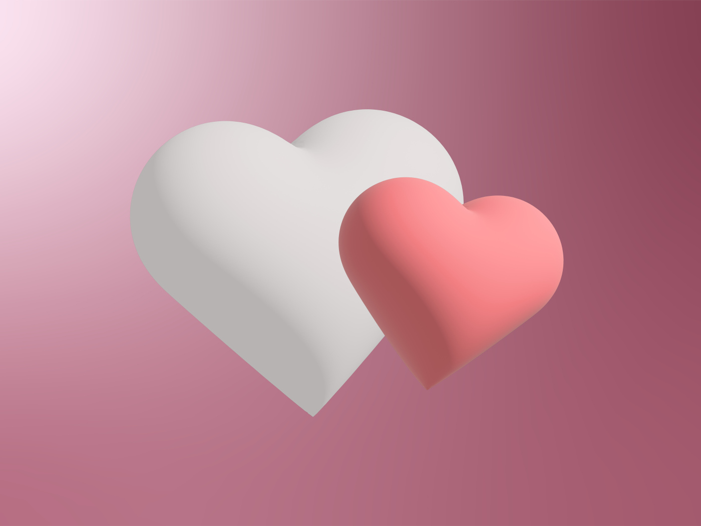 Белое и розовое сердце на розовом фоне