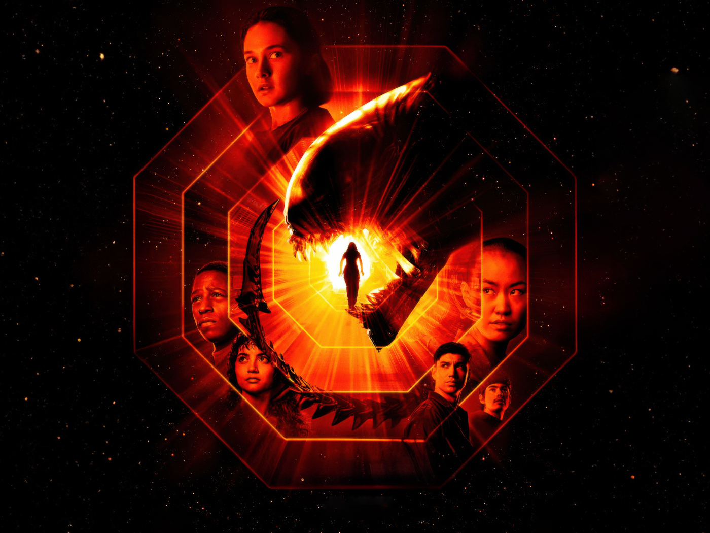 Постер фильма ужасов Чужой: Ромул с героями, 2024