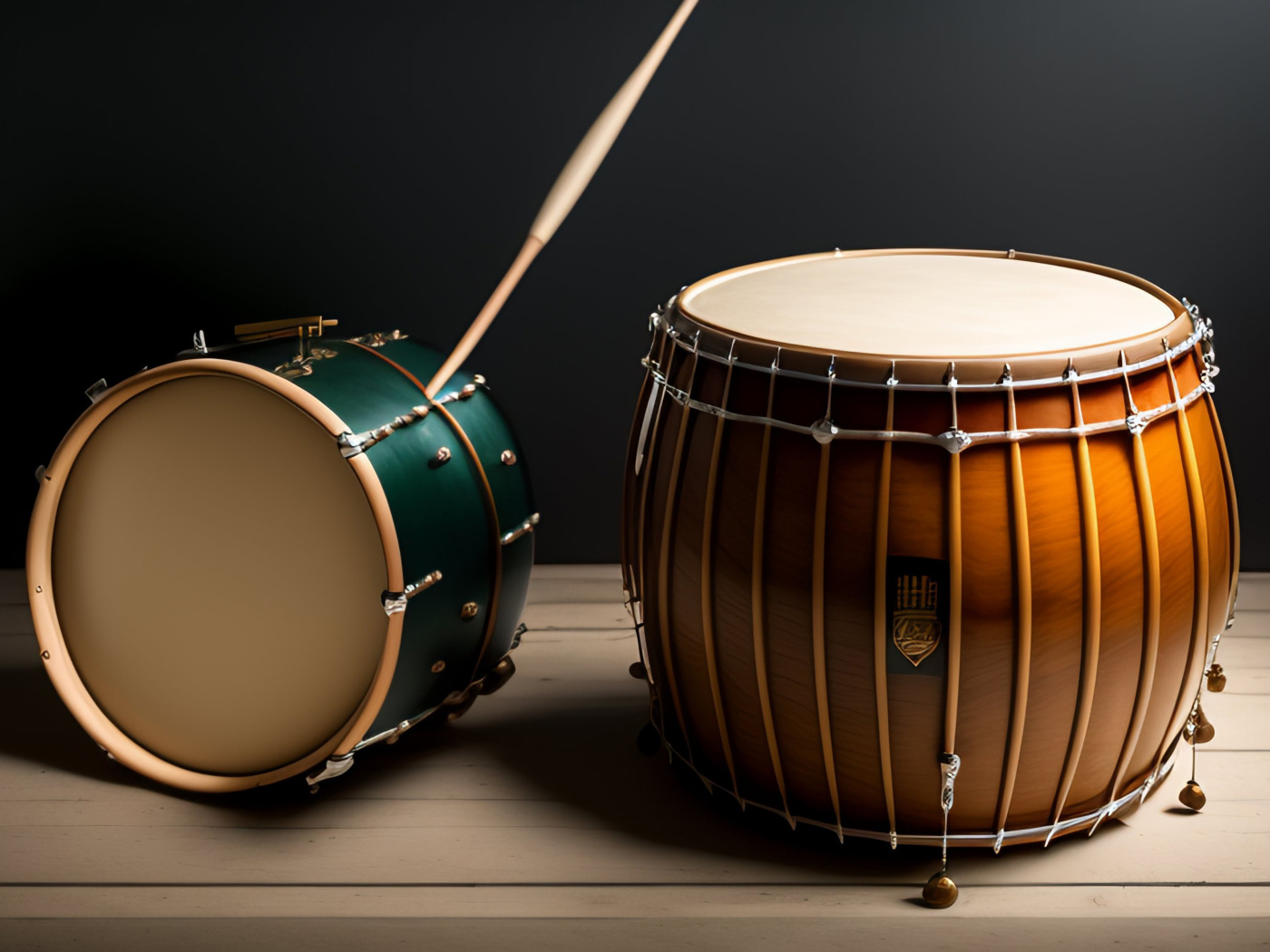 Барабаны на сером фоне