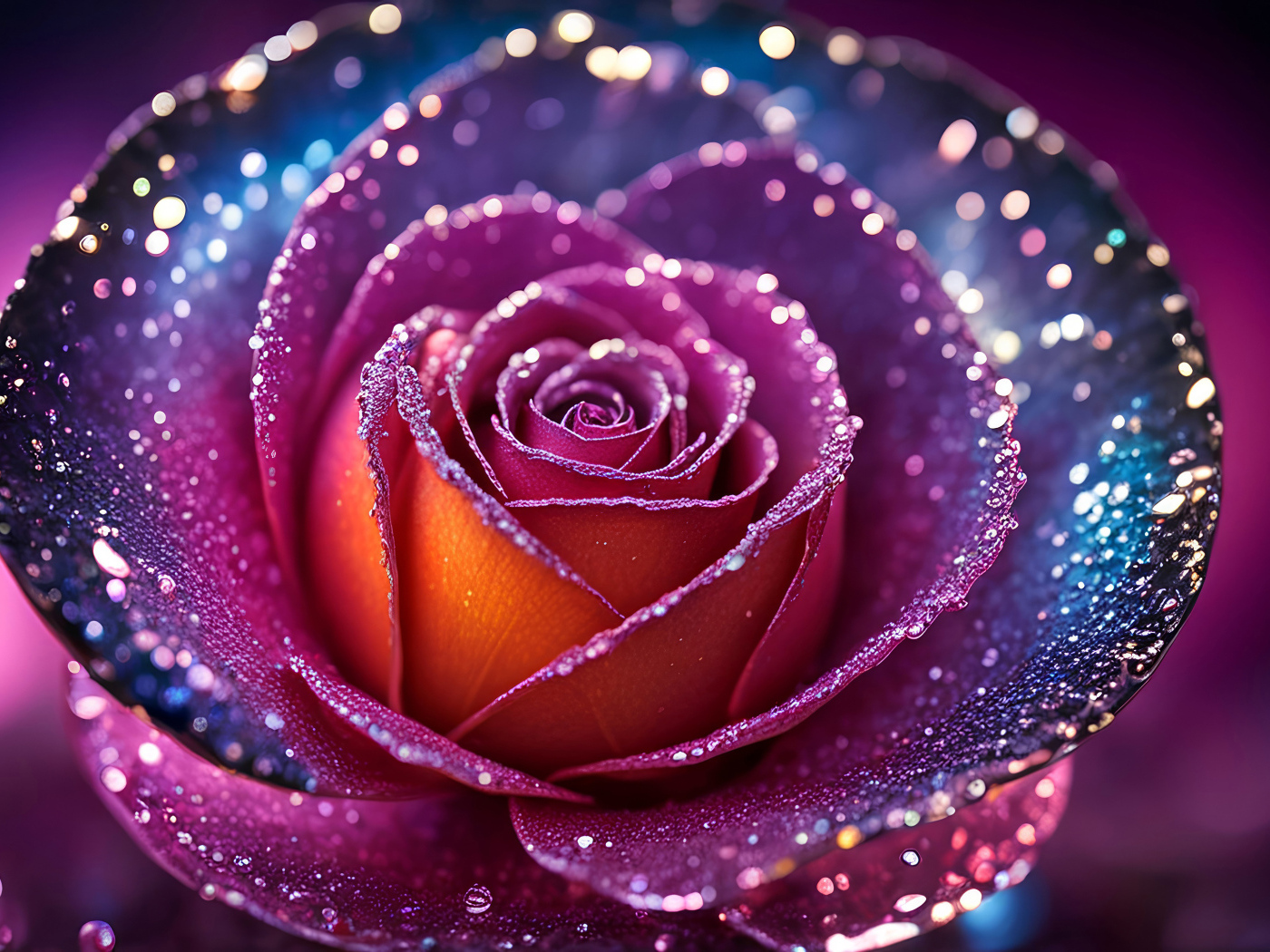 Необычная фантастическая роза с блестками