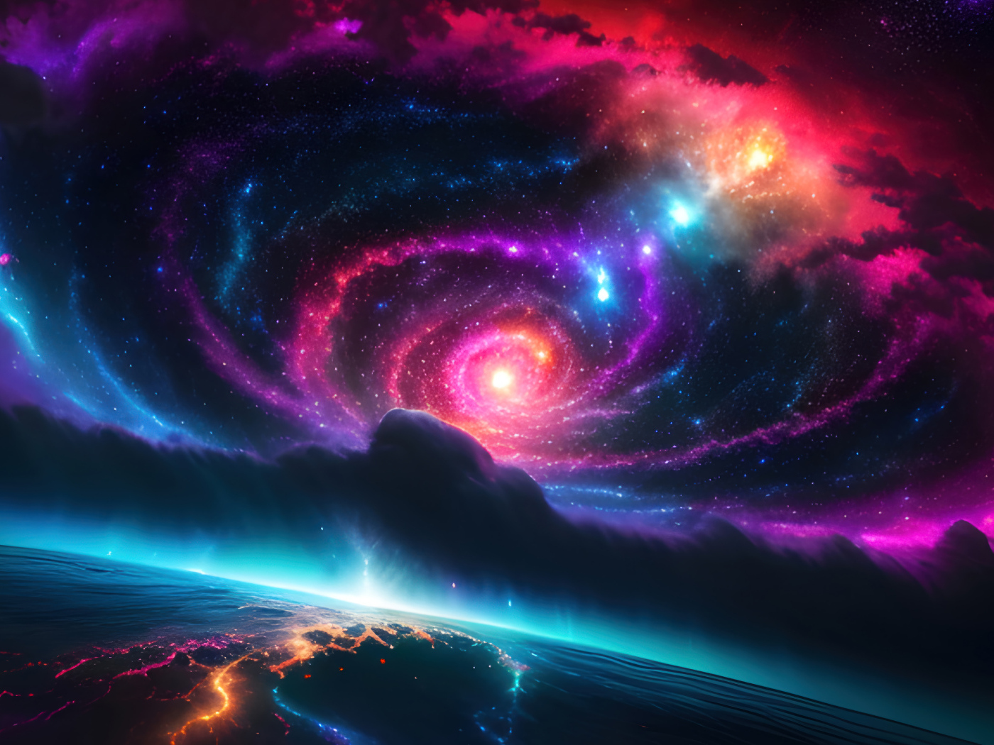 Фантастическая разноцветная спираль в космосе