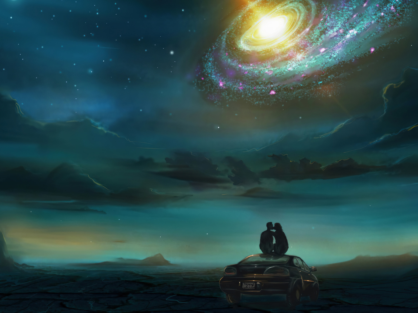 Космическая дыра в небе над горами