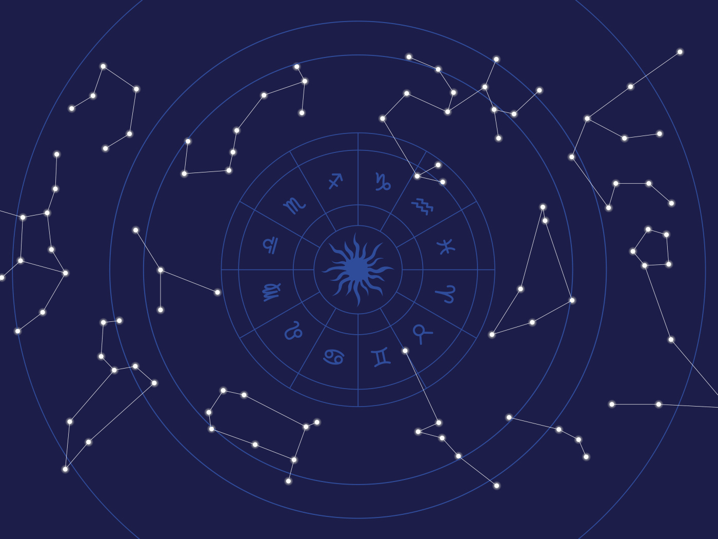 Зодиакальный круг на синем фоне