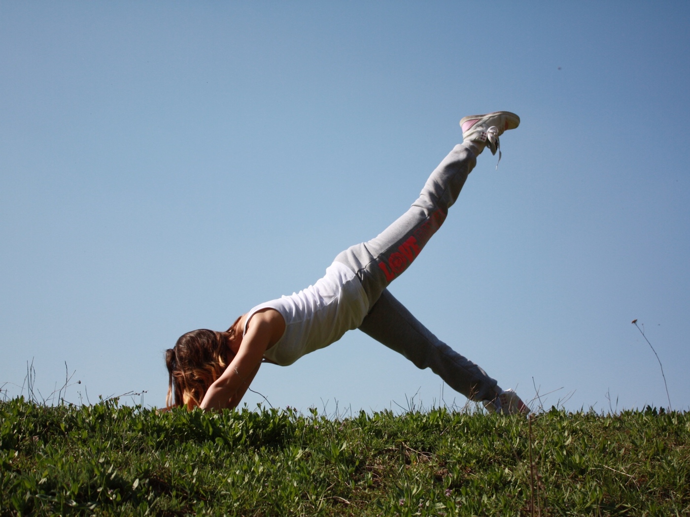 Girl doing yoga in nature
