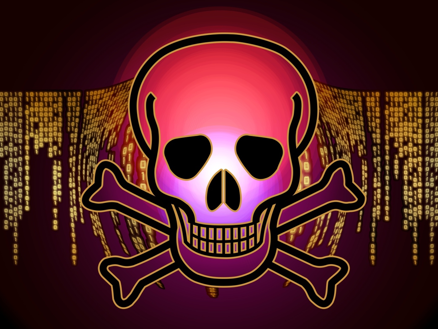 Череп вирус на бинарном коде