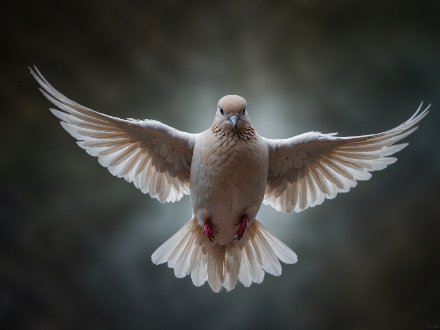 Голубь расправил крылья в полете
