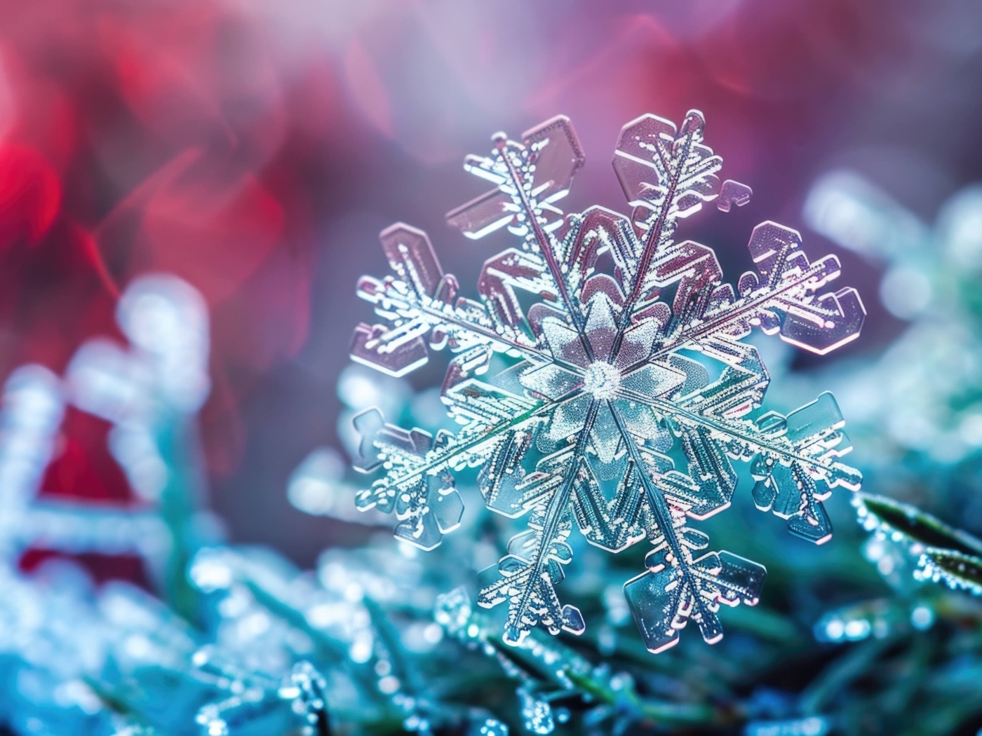 Красивая снежинка крупным планом макросъемка