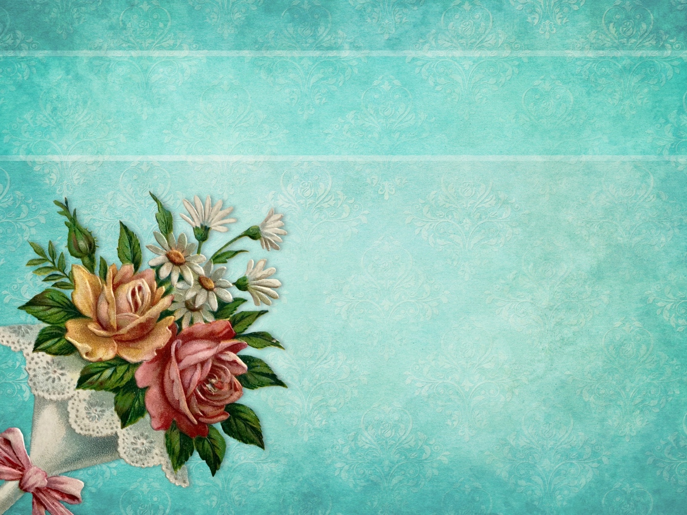 Красивый винтажный голубой фон с букетом цветов