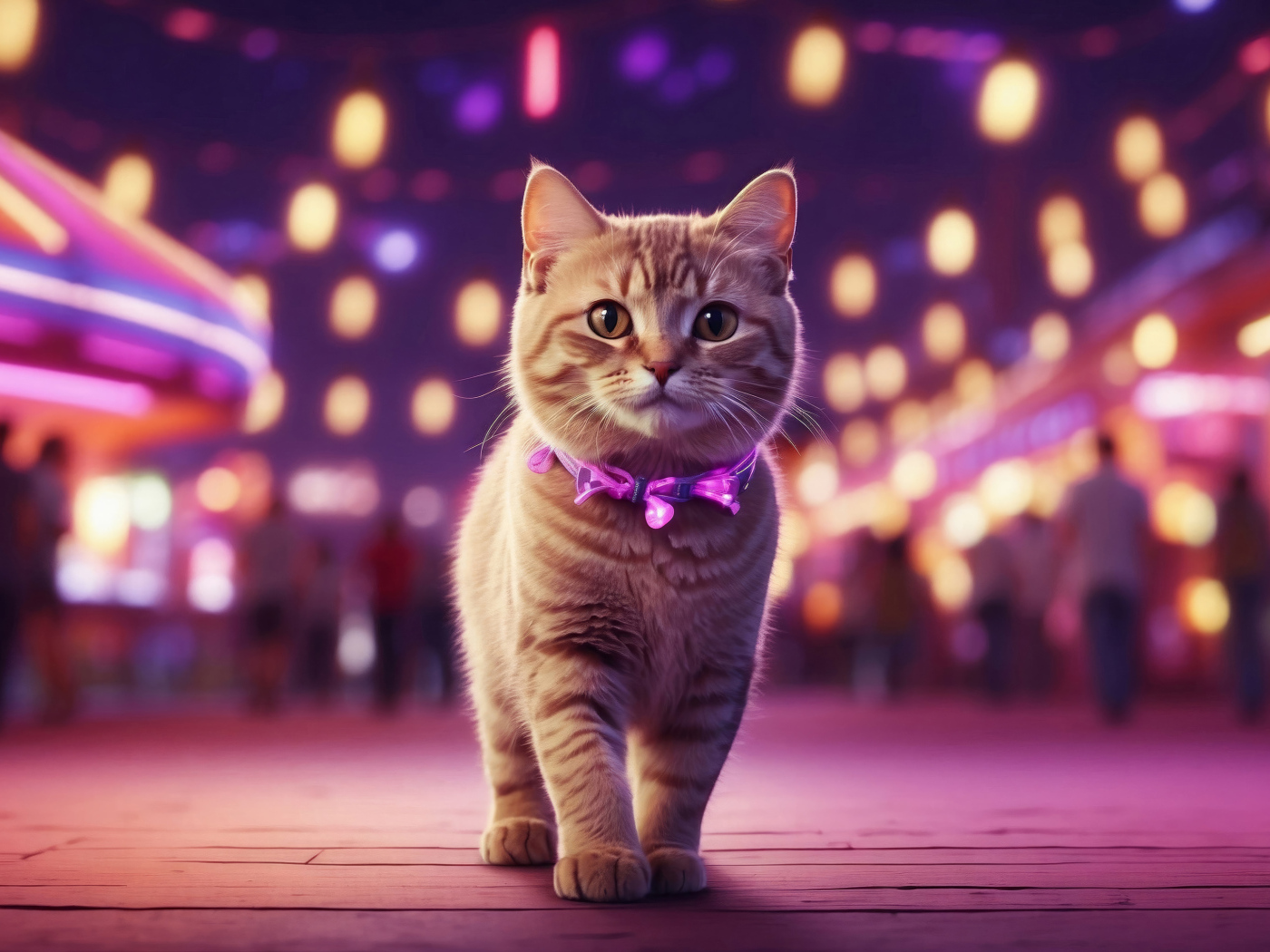 Нарисованный рыжий кот в городе