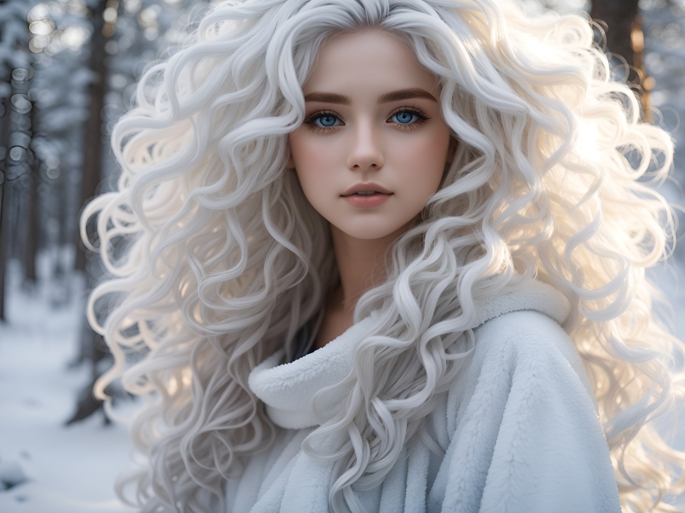 Нарисованная девушка блондинка с кудрявыми волосами