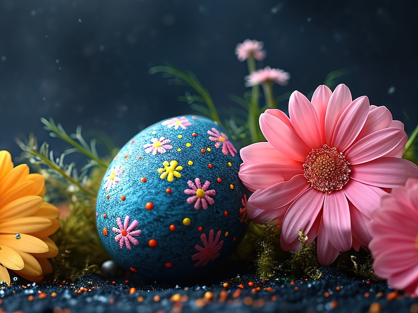 Пасхальное яйцо с цветами герберы