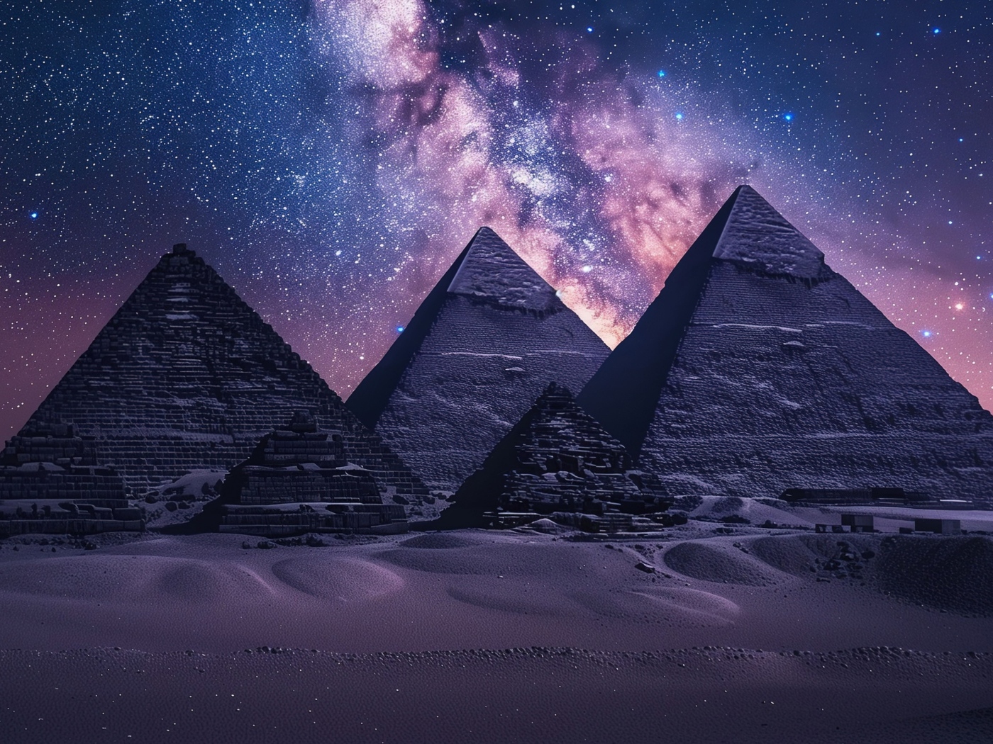 Египетские пирамиды под красивым ночным небом