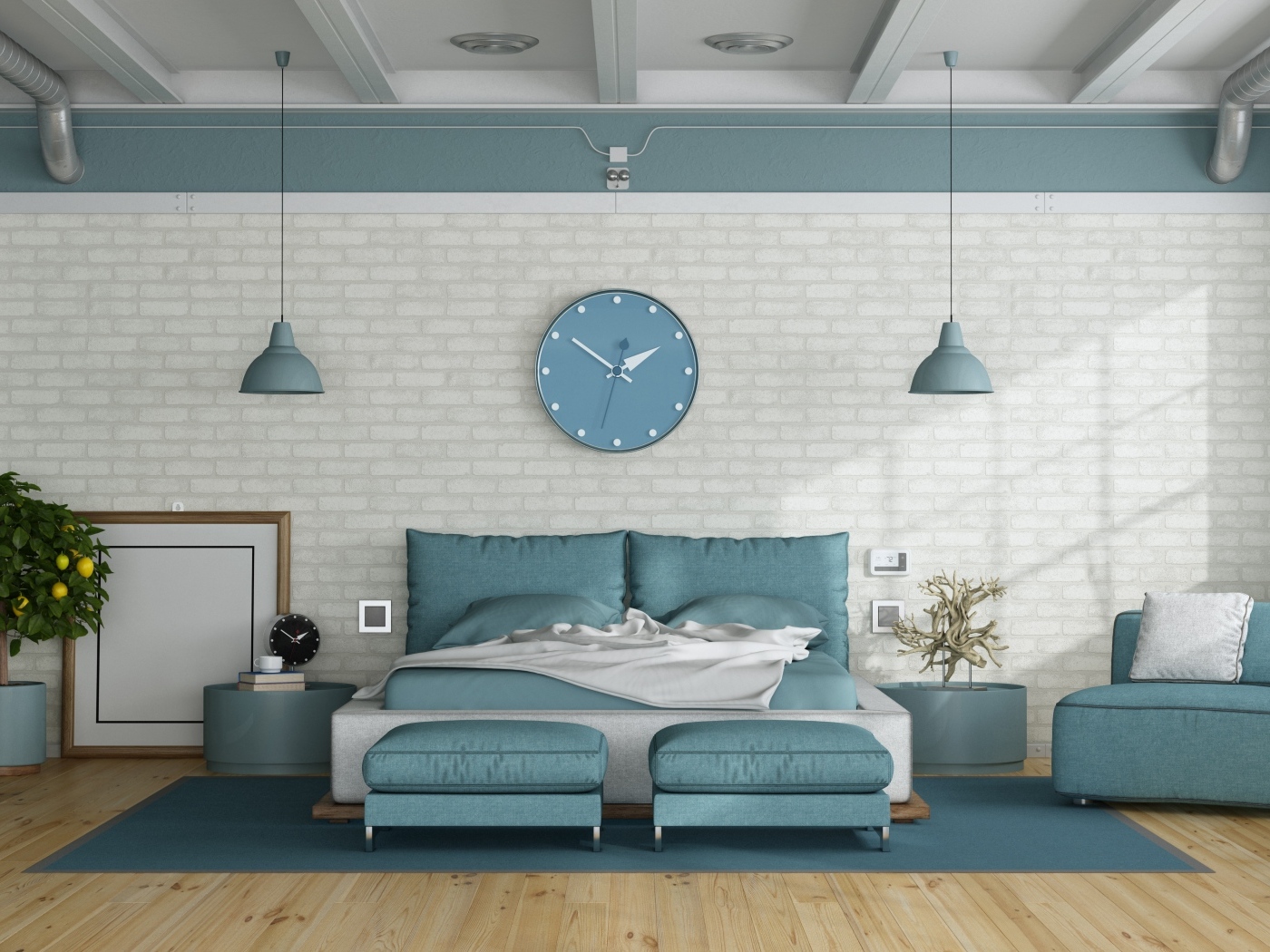 Проектирование спальной комнаты с большой кроватью