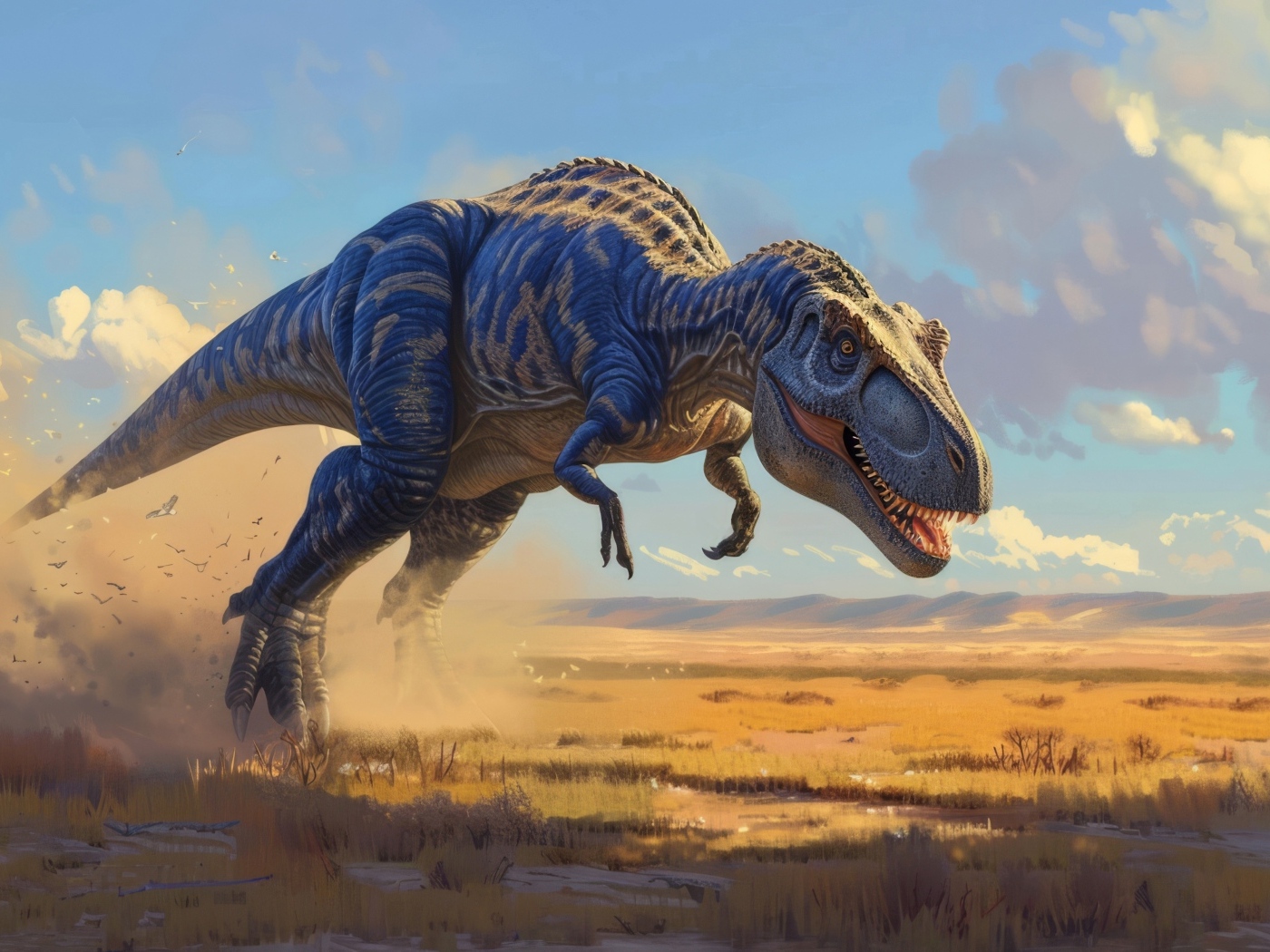 Тираннозавр бежит по пыли