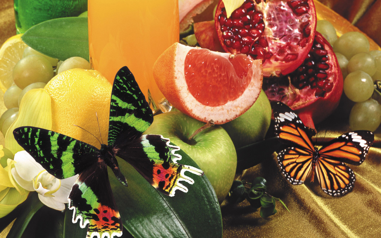 Маленькая бабочка на фруктах