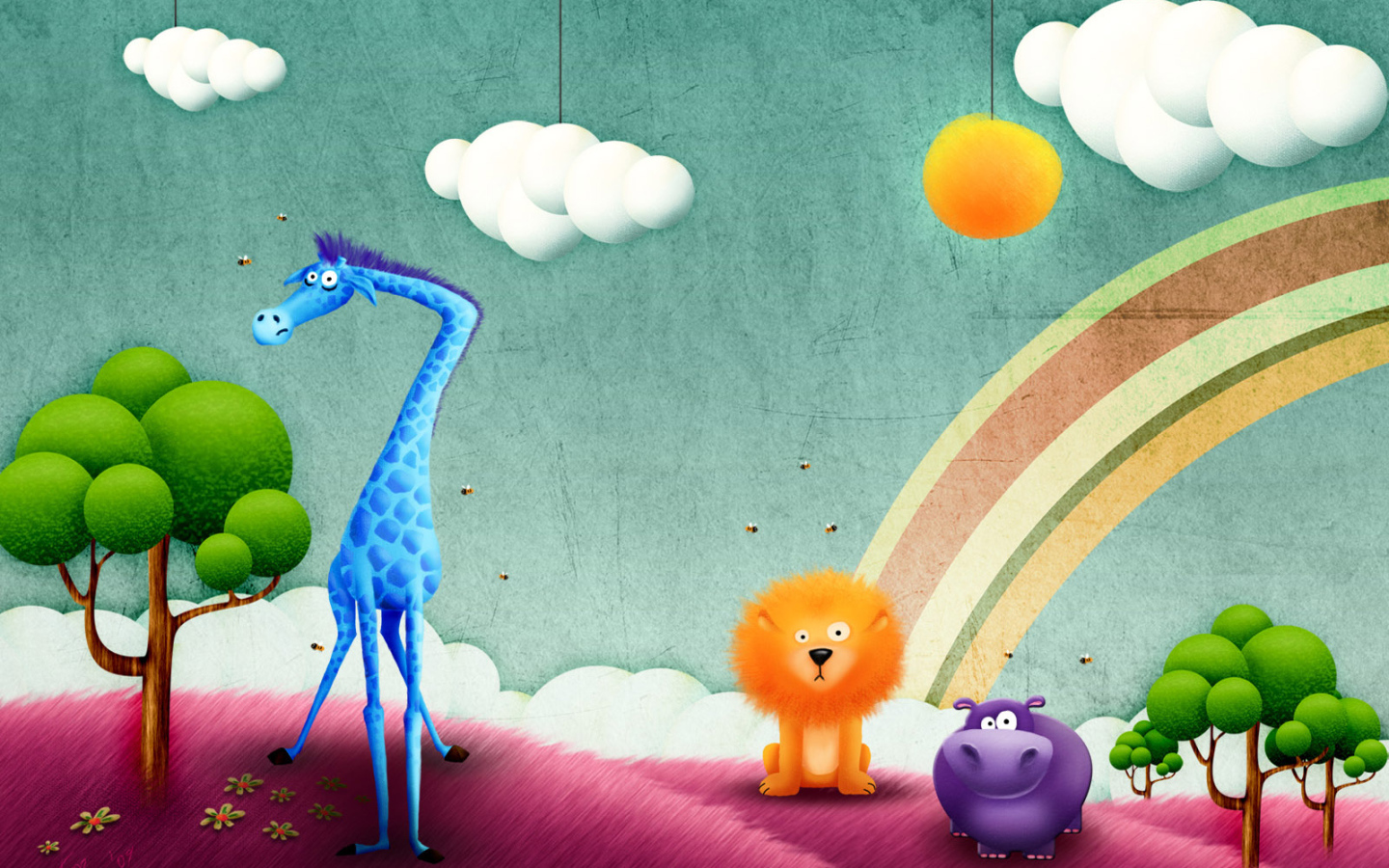 Жираф, лев и бегемот