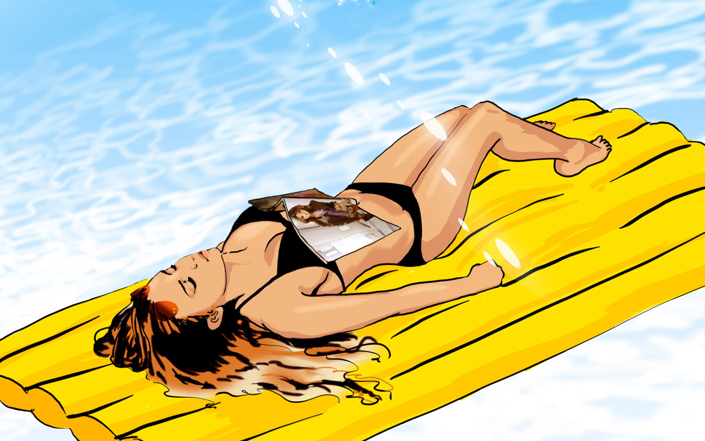 Горячая девушка в бассейне