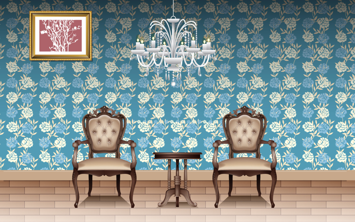 Голубая цветочная комната