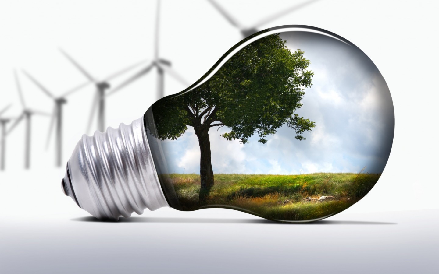 Лампочка природа и ветряки