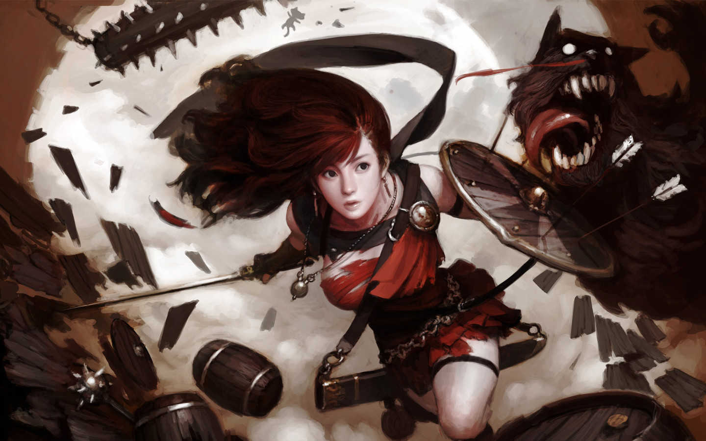 Девушка воин Битва с псами