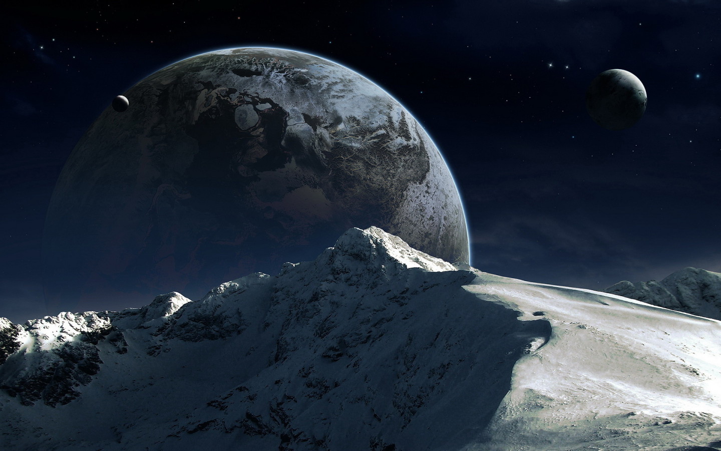 Гора на фоне планеты