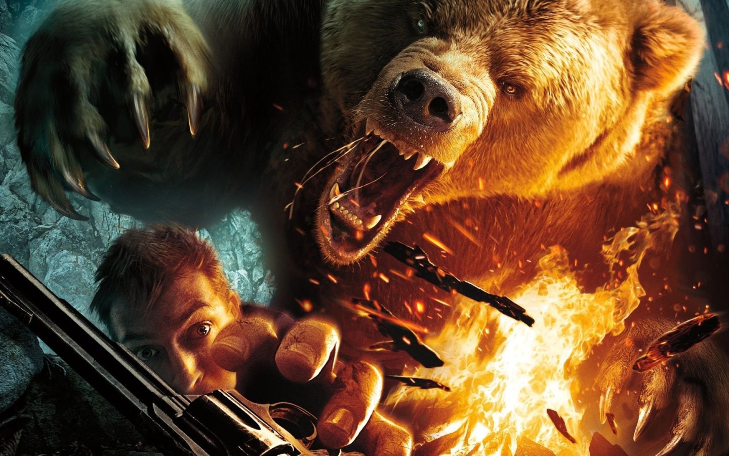 Медведь нападает на человека