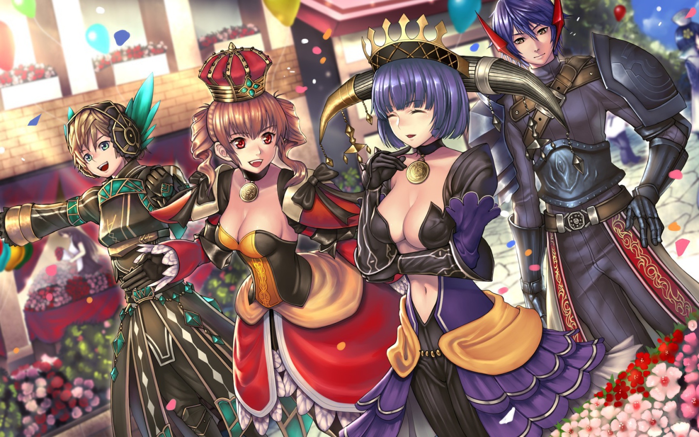 Лепестки цветков на девочеках аниме