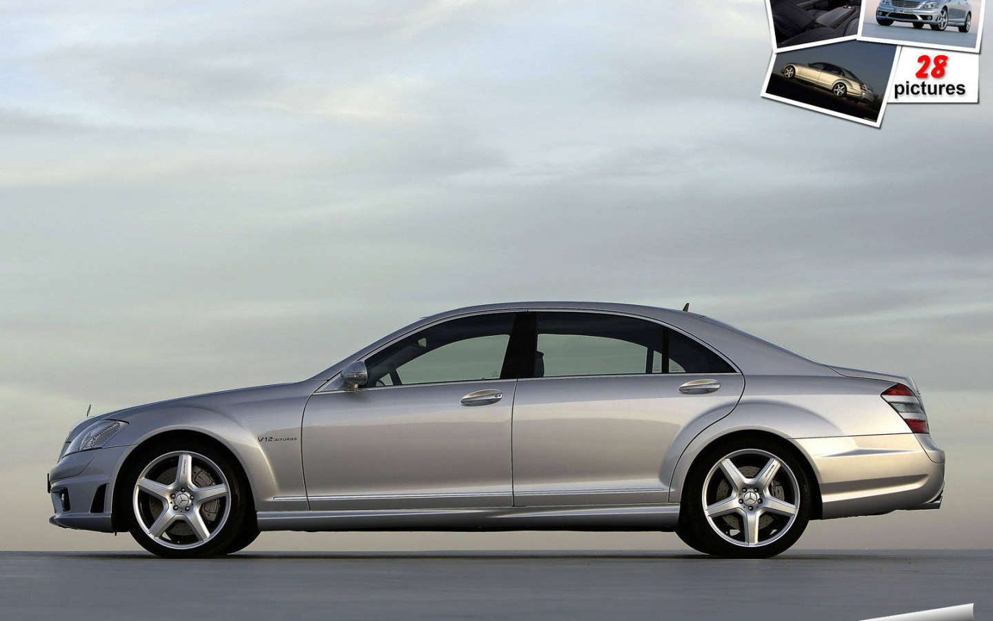 Серебряный Mercedes-Benz S65 AMG со стороны