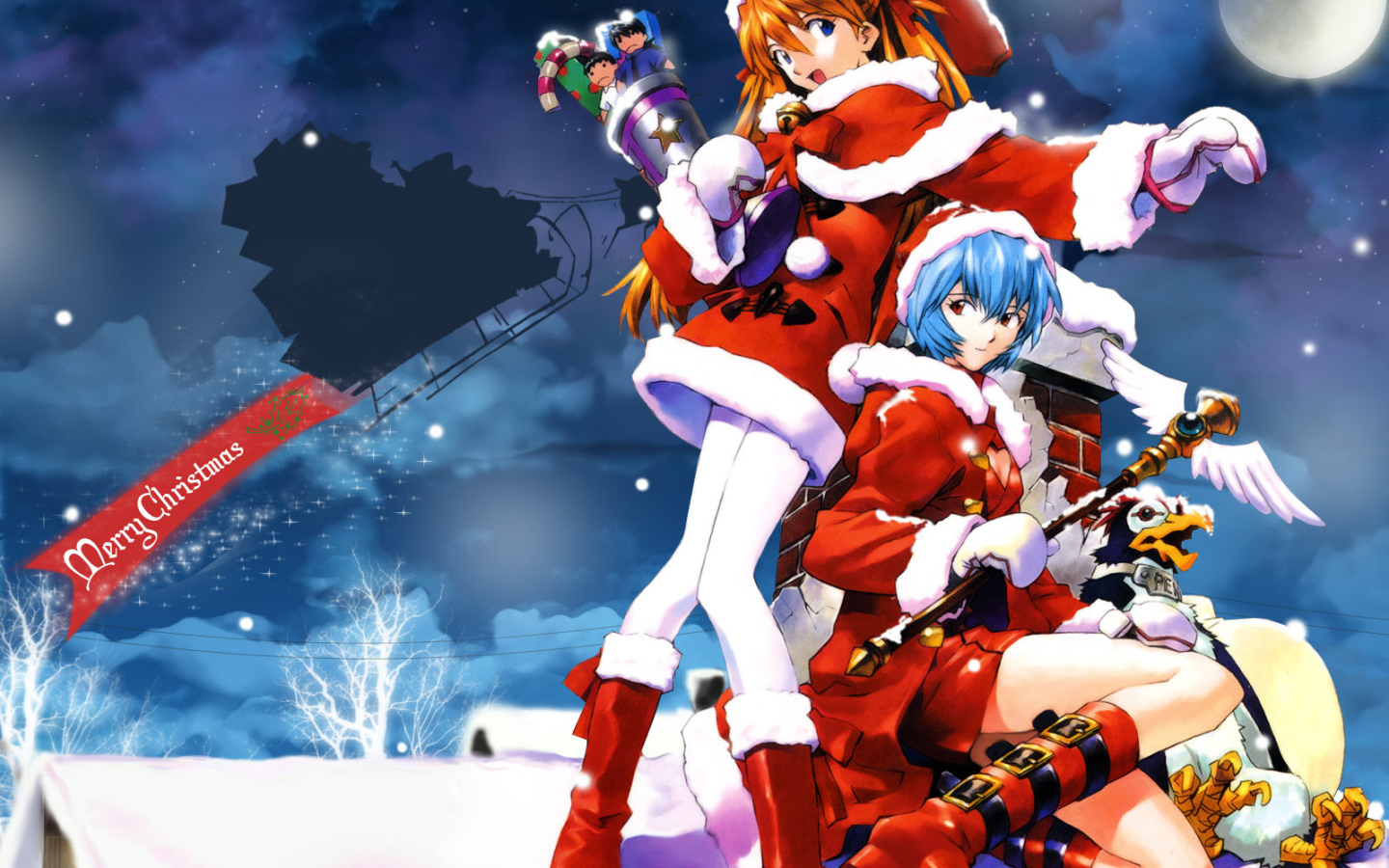 Картинка в стиле аниме на рождество