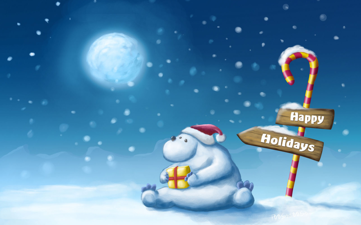 Снежный медведь с подарком на рождество