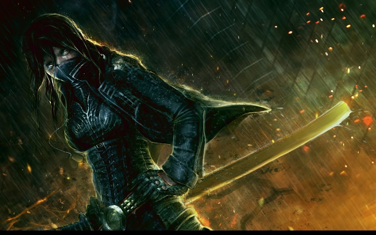 Рисунок девушка с мечем