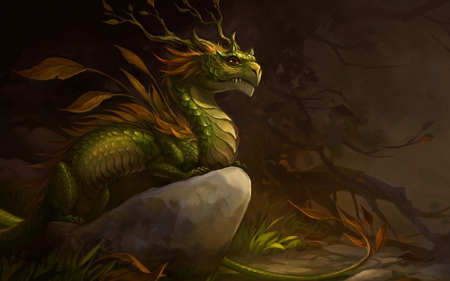 Дракон с листьями