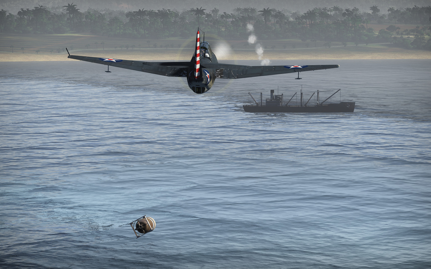 War Thunder самолет направляется к судну